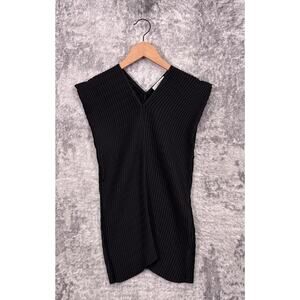 COS Top Womens Black Sleeveless Textured Crinkle Blouse Medium